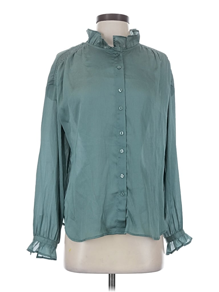 Ann Taylor Long Sleeve Blouse In Blue