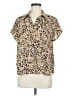 CAbi 100% Polyester Animal Print Brown Tan Short Sleeve Polo Size M - photo 1