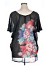 One World Black Short Sleeve Blouse Size 1X - photo 2