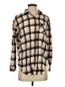 Love Notes 100% Cotton Plaid Tan Long Sleeve Button-Down Shirt Size S - photo 1