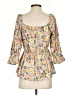 Made With Love 100% Polyester Yellow 3/4 Sleeve Blouse Size S - photo 2