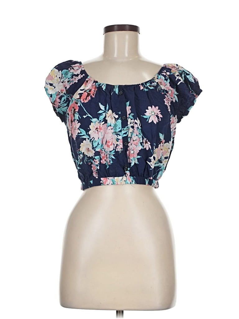 Pre-owned Ambiance Apparel Short Sleeve Top Blue Sweetheart Neckline Tops