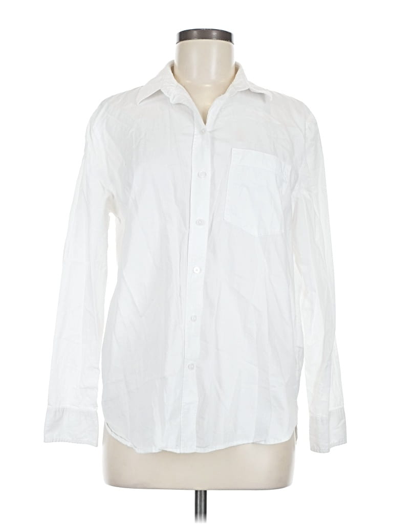 Pre-owned H&m Long Sleeve Button Down Shirt In White