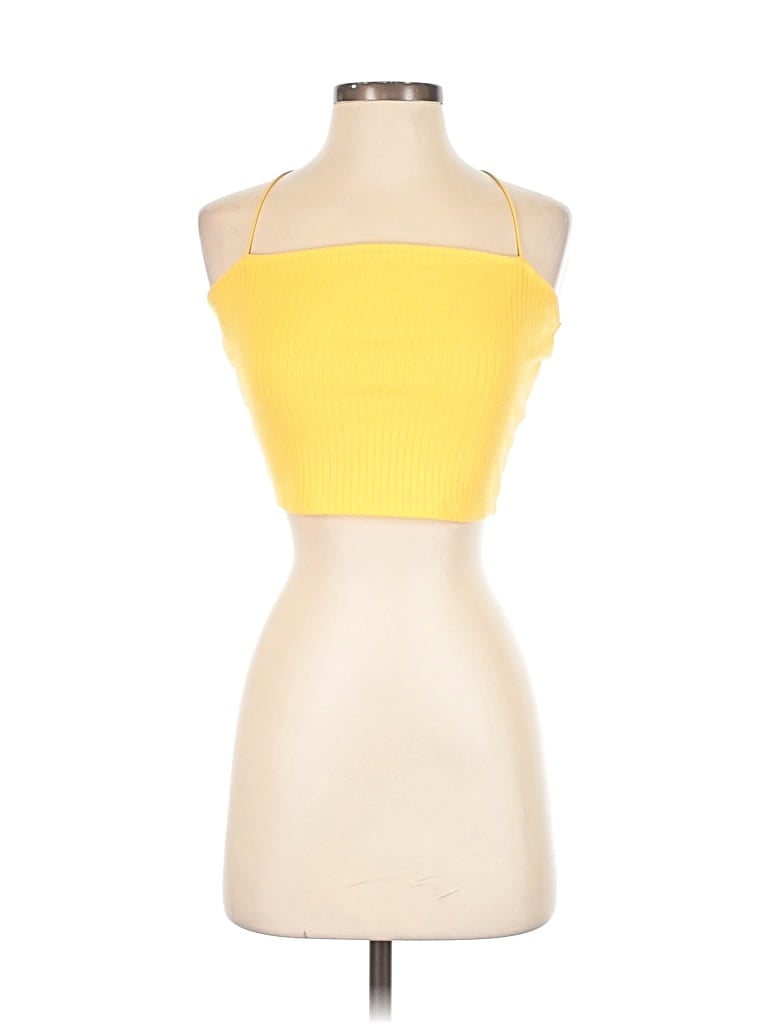 Pre-owned Forever 21 Tank Top Yellow Strapless Neckline Tops