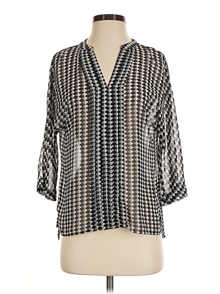 Pre-owned Milano 3/4 Sleeve Blouse In Silver