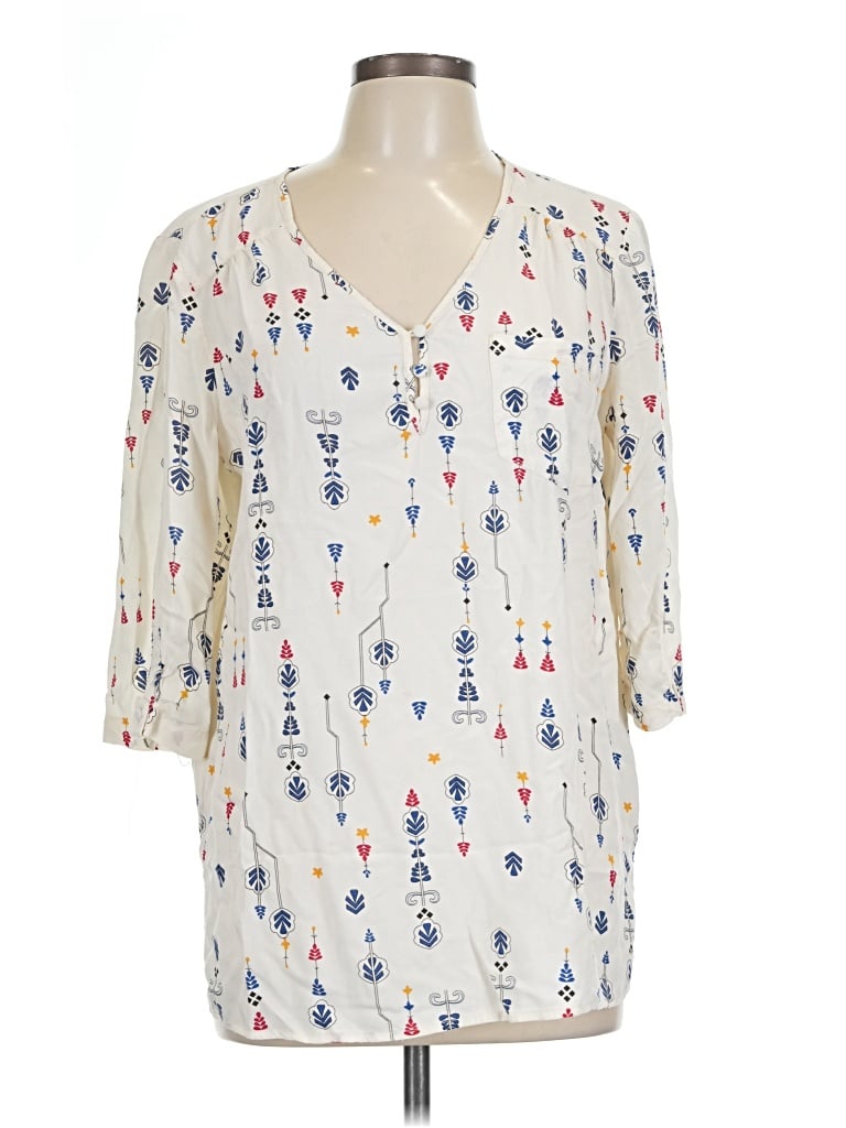 Pre-owned Fun2fun 3/4 Sleeve Blouse In Ivory