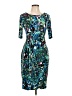 Connected Apparel Print Teal Cocktail Dress Size 10 (petite) - photo 1