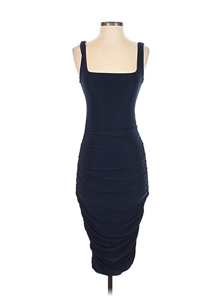 Club L London Cocktail Dress - Bodycon: Blue Solid Pattern Dresses - New - Size 6