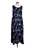 Connected Apparel 100% Polyester Floral Blue Casual Dress Size 12 - photo 1