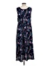 Connected Apparel 100% Polyester Floral Blue Casual Dress Size 12 - photo 2