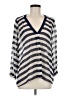 Joie 100% Silk Stripes Silver Blouse Size M - photo 1