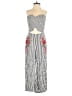 Main Strip 100% Rayon Stripes White Jumpsuit Size S - photo 1