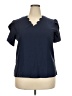 Unbranded 100% Polyester Blue Short Sleeve Blouse Size XXL - photo 1