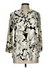 Anne Klein Floral Silver 3/4 Sleeve Blouse Size L - photo 1