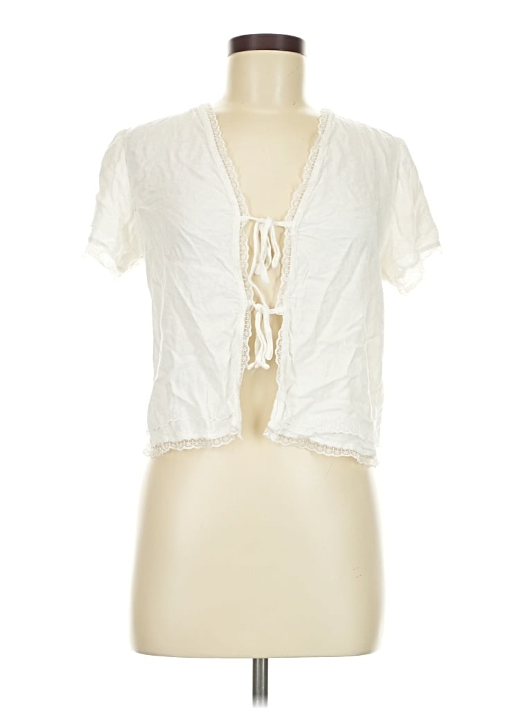 Pre-owned Forever 21 Short Sleeve Blouse In Ivory