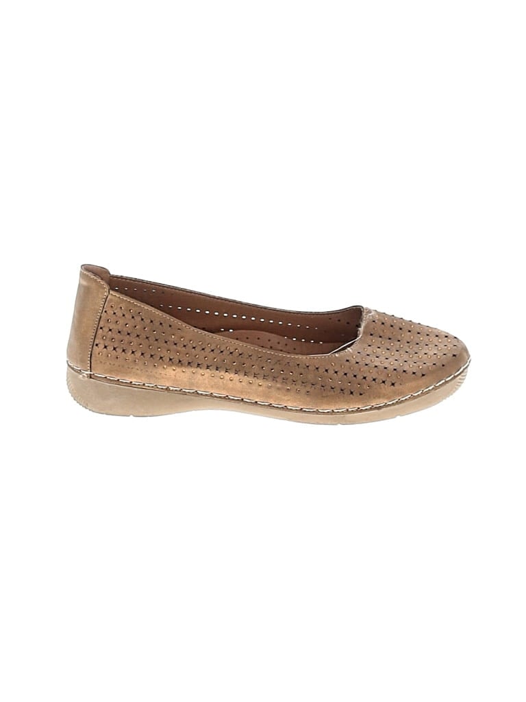 Pre-owned Assorted Brands Flats In Tan