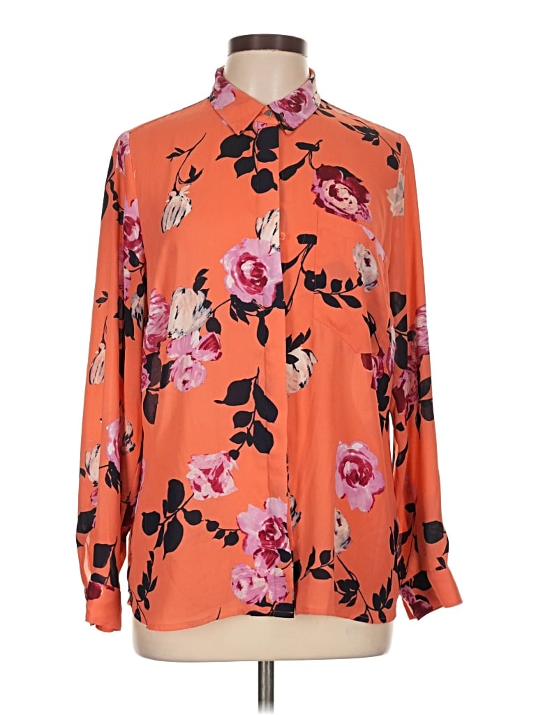 Pre-owned Apt. 9 Long Sleeve Blouse In Orange