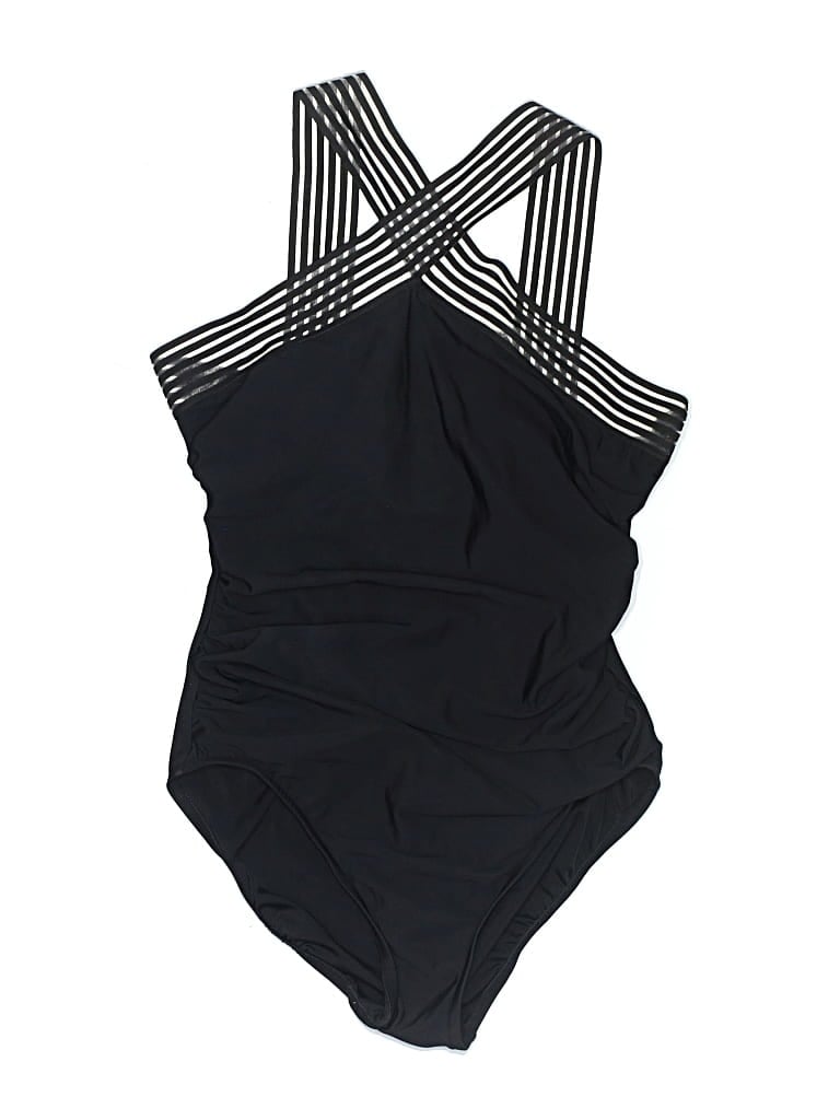 Pre-owned Aqua Green One Piece Swimsuit In Black