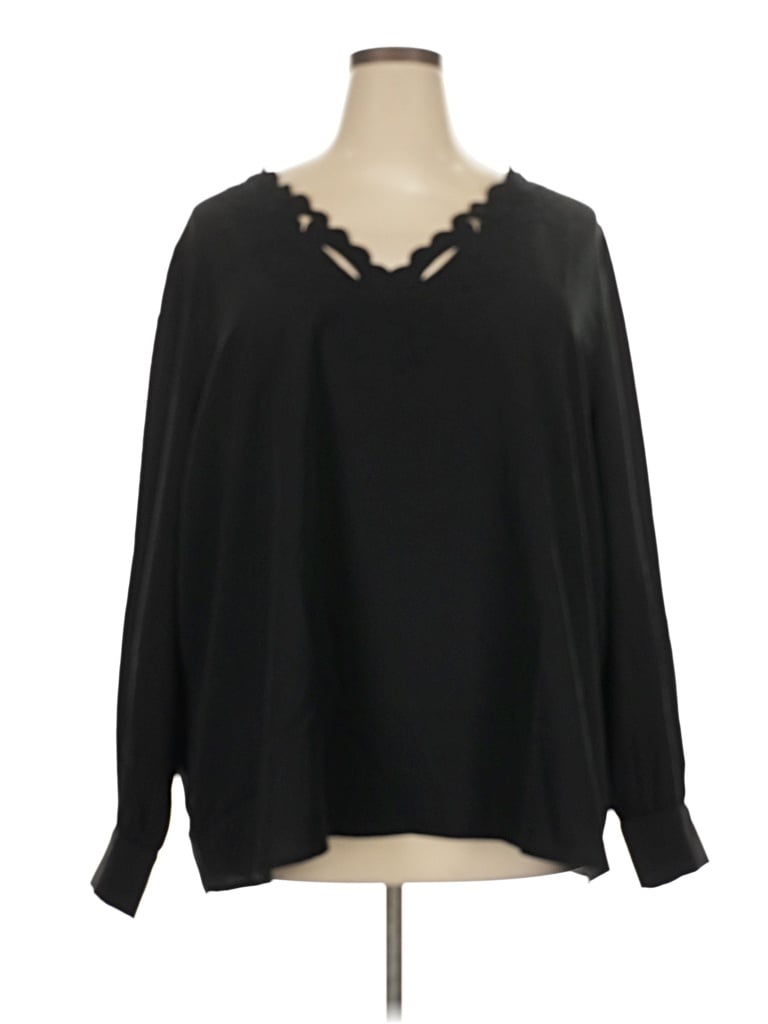 Lane Bryant Long Sleeve Blouse In Black