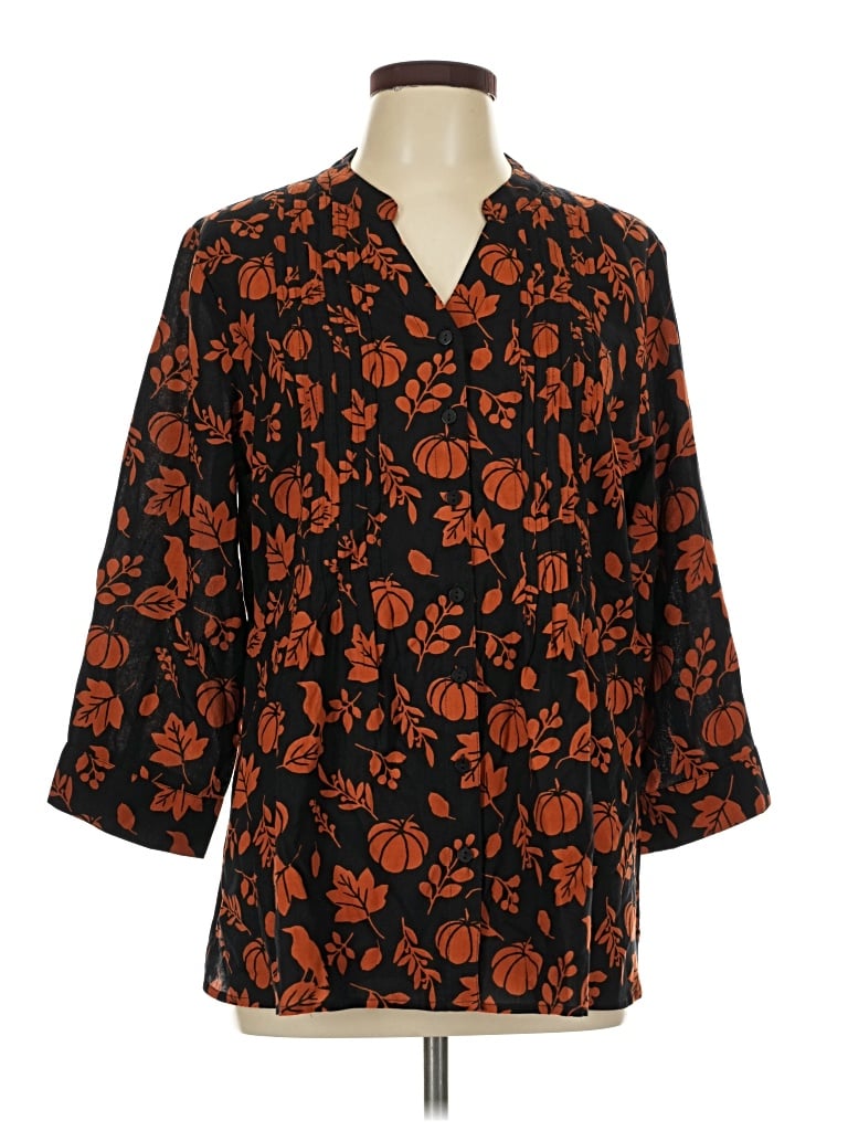 Pre-owned Coldwater Creek 3/4 Sleeve T-shirt In Orange