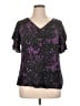 BLOOMCHIC 100% Rayon Stars Purple Short Sleeve Blouse Size 14 - photo 1