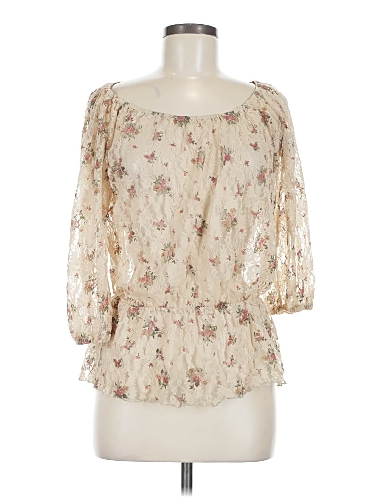 Pre-owned Rue21 3/4 Sleeve Blouse In Ivory
