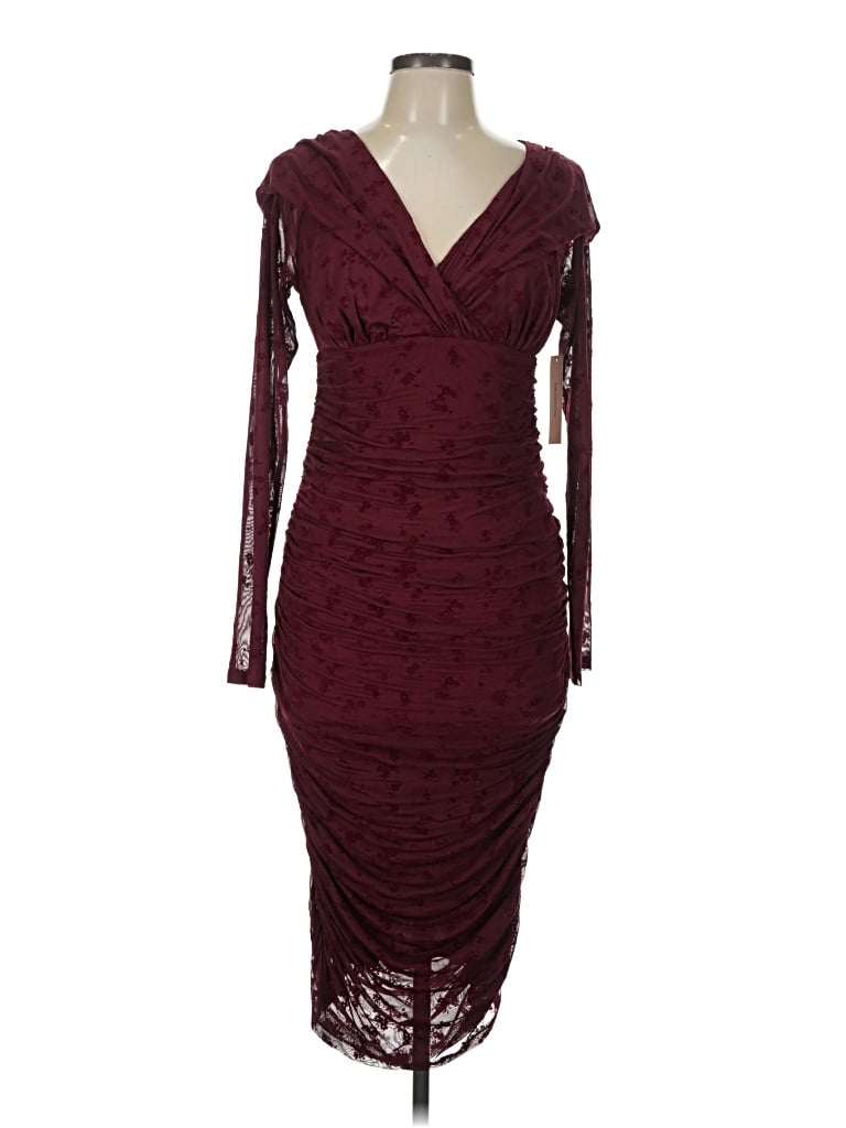 Kiyonna Cocktail Dress In Burgundy