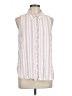 Splendid Stripes Pink Sleeveless Button-Down Shirt Size L - photo 1