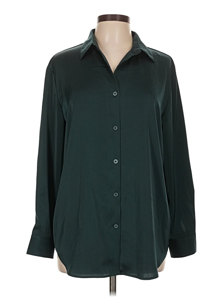 Pre-owned Uniqlo Long Sleeve Blouse In Green