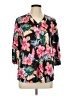 Unbranded Tropical Black 3/4 Sleeve Blouse Size L - photo 1