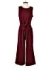 Spense Solid Burgundy Jumpsuit Size M - photo 1
