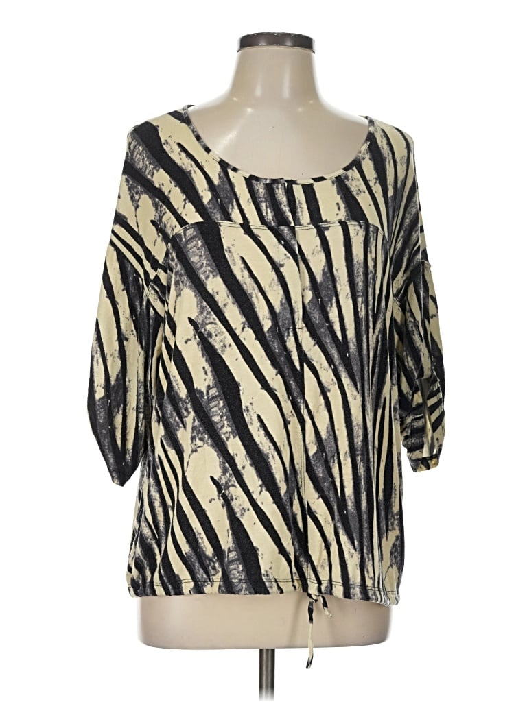 Pre-owned Matty M 3/4 Sleeve Top Ivory Scoop Neck Tops