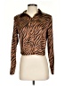 Pleione Animal Print Brown Long Sleeve Blouse Size S - photo 1