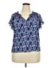 Max Studio 100% Polyester Blue Short Sleeve Blouse Size 1X (estimated) - photo 1