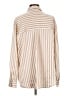 Fred David Stripes Tan Long Sleeve Blouse Size L - photo 2