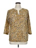 Van Heusen 100% Polyester Animal Print Yellow 3/4 Sleeve Blouse Size XL - photo 1