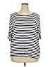 Green Envelope Stripes Ivory 3/4 Sleeve T-Shirt Size 2X - photo 1