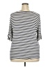 Green Envelope Stripes Ivory 3/4 Sleeve T-Shirt Size 2X - photo 2