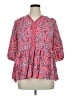 Catherines 100% Rayon Floral Pink 3/4 Sleeve Blouse Size 14 (petite) - photo 1