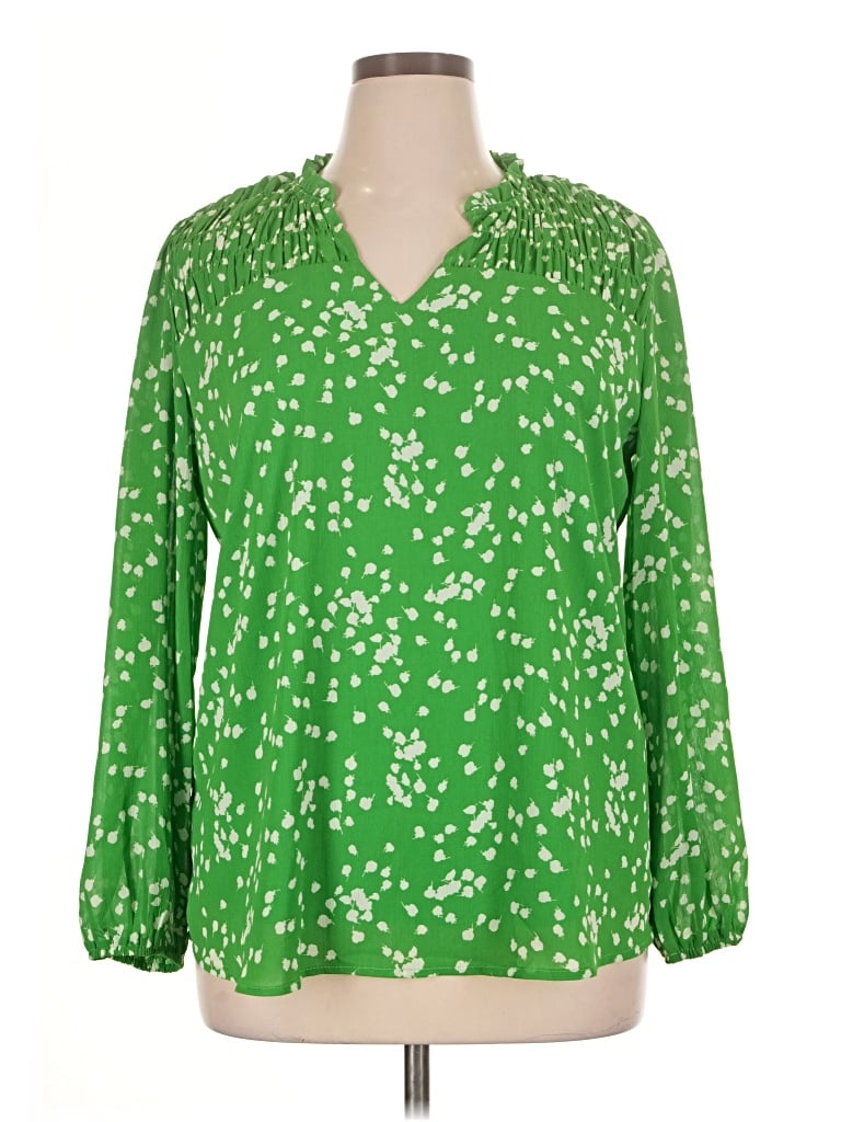 Pre-owned Dokotoo Long Sleeve Blouse In Green
