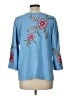 Johnny Was 100% Polyester Blue 3/4 Sleeve Blouse Size L - photo 2