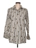 Chico's Stripes Brown Long Sleeve Button-Down Shirt Size Lg (2) - photo 1