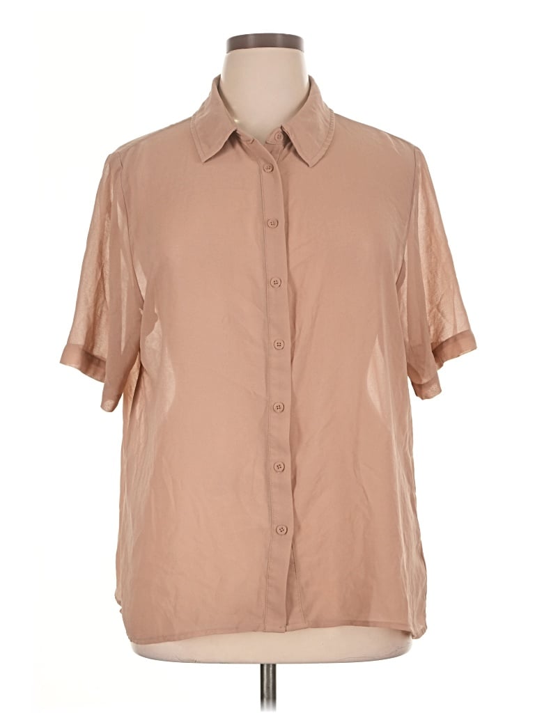 Pre-owned Wild Fable Short Sleeve Blouse In Tan