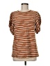Doe & Rae Stripes Brown Short Sleeve Top Size M - photo 1