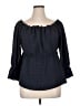 Lane Bryant 100% Polyester Black 3/4 Sleeve Blouse Size 14 - 16 Plus - photo 1