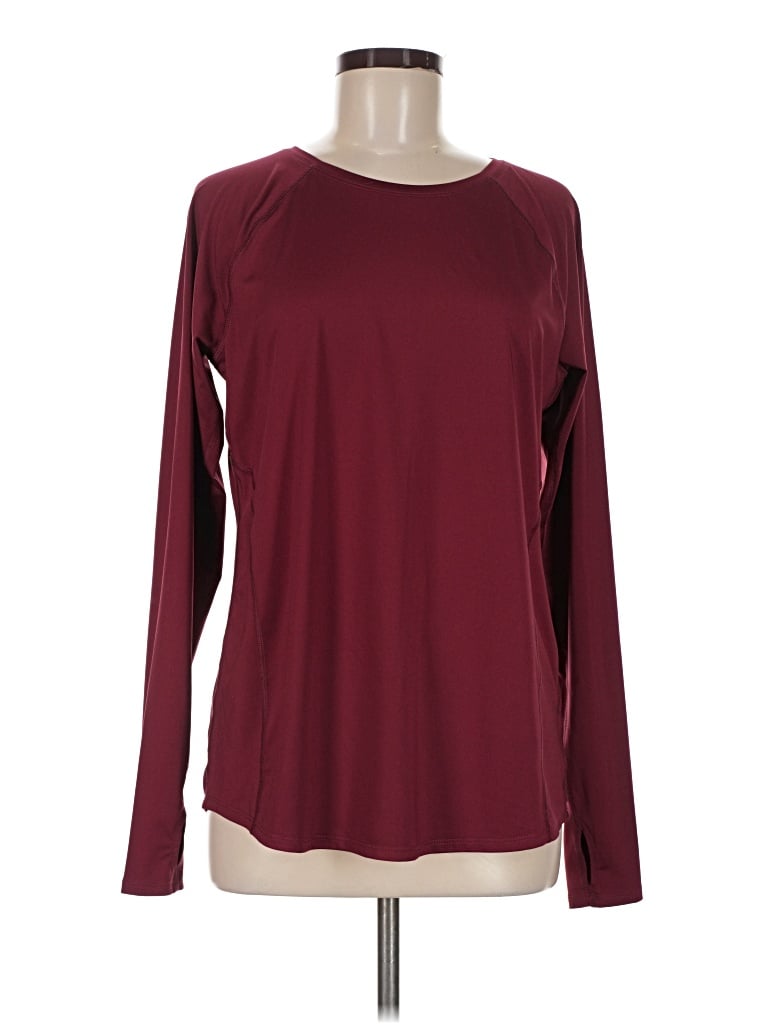 Pre-owned Tek Gear Long Sleeve Top Burgundy Crew Neck Tops