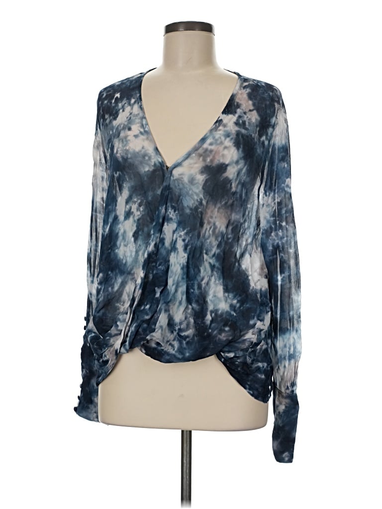 Pre-owned Young Fabulous & Broke Long Sleeve Blouse In Blue