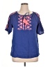 Talbots 100% Cotton Blue Short Sleeve Blouse Size L - photo 1