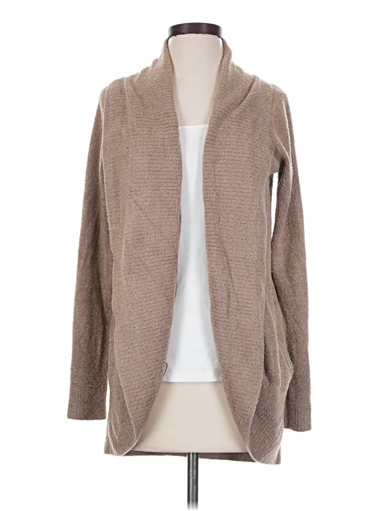 Pre-owned Barefoot Dreams Cozychic Lite Cardigan Sweater In Tan