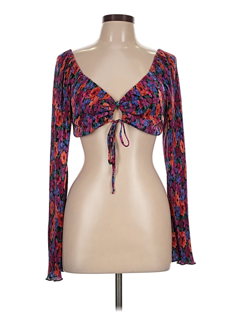 Pre-owned Wild Fable Long Sleeve Blouse In Purple
